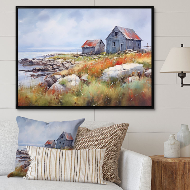 Rustic Refuge Lakehouse II sur impression sur toile, H 12 po x l 20 po x P 1 po, Cadre flottant noir