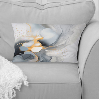 Grey And Gold Ethereal Veins - Abstract Printed Throw Pillow