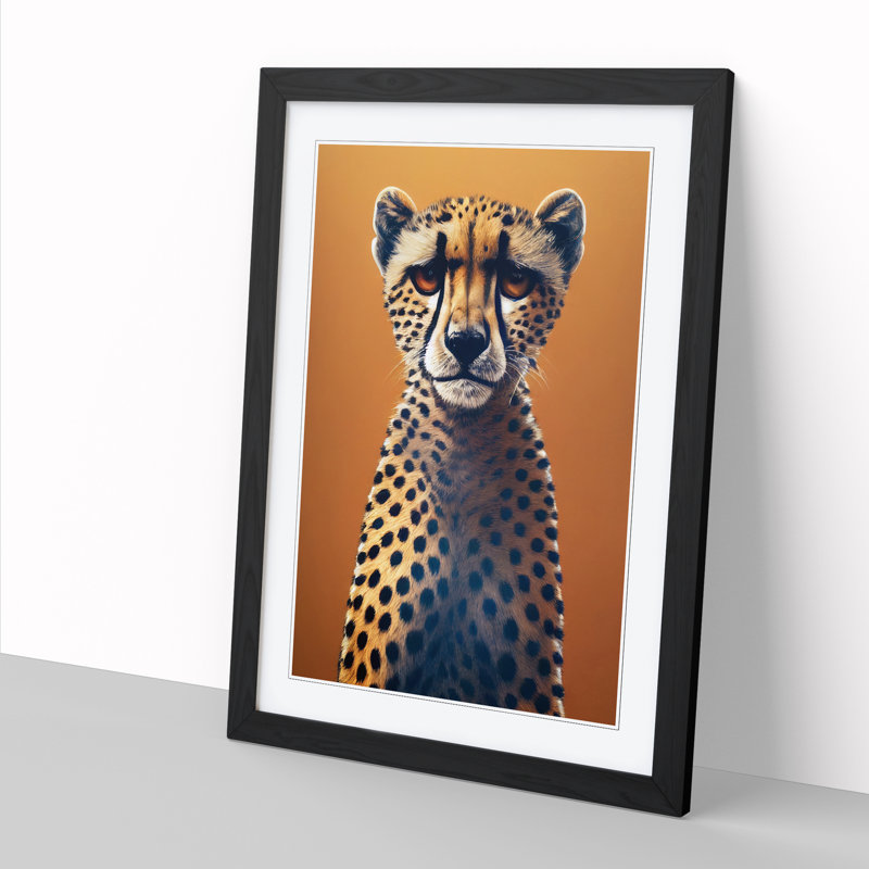 Ischua Cheetah Bauhaus - Picture Frame Print, Black Framed, 64cm H x 46cm W