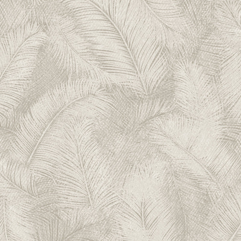 Arcadia Collection Feathered Leaves Wallpaper Roll, Beige