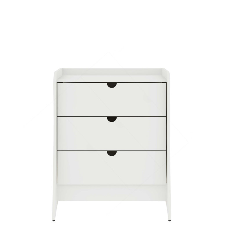 Coney 28" Nightstand in White (3-Drawer), White