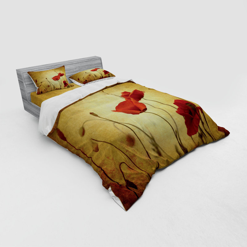 Ensemble de housse de couette en microfibre Poppy Brown, Housse de couette grand + 3 pièces supplémentair