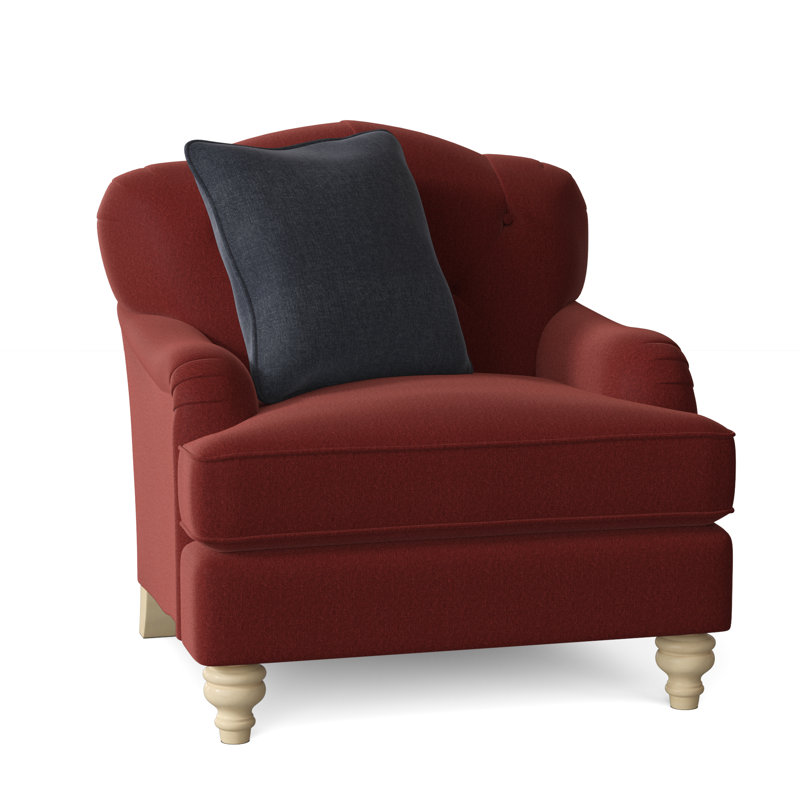 Fauteuil large capitonné 38 po Sullivan, Anello 26 sergé bourgogne performance, Pécan, Non