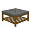 Table basse rembourrée, grand repose-pieds carré capitonné avec tablette, table de thé