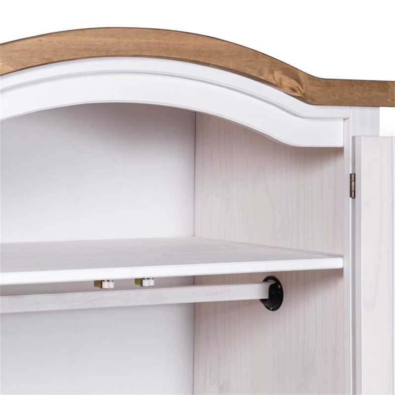 Archibold Solid Wood Wardrobe, White/Brown