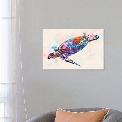 «Watercolor Colorful Hawaiian Sea Turtle I» par Christine Zalewski - impression d'art graphique