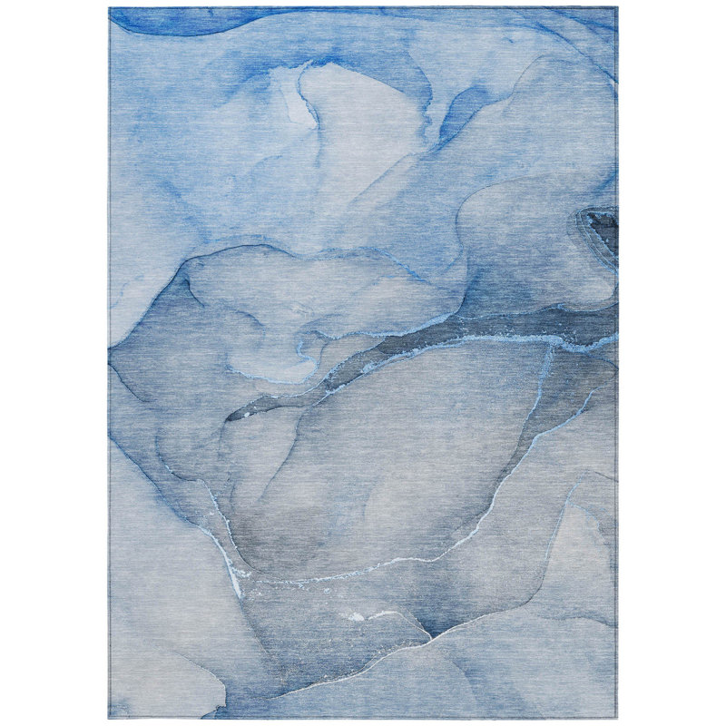 Tapis extérieur lavable antidérapant bleu 8 pi x 10 pi