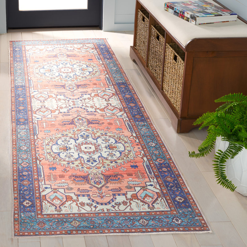 Tapis Arizona 105 rouille / bleu marine, Tapis de couloir 2 pi 6 po x 8 pi