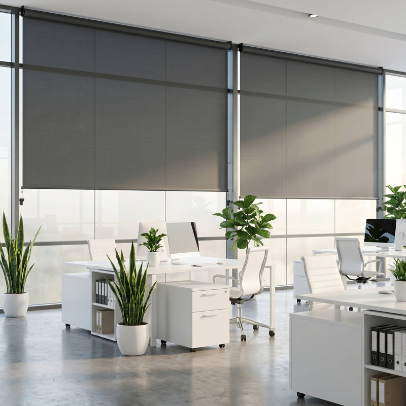 Store à enroulement extérieur sans cordon l 8 pi x L 8 pi, stores d'extérieur sans assemblage avec tissu amélioré 420GSM, store à enroulement occultant 95% UV, abat-jour pour l'extérieur et l'intérieur (pas besoin de manivelle)