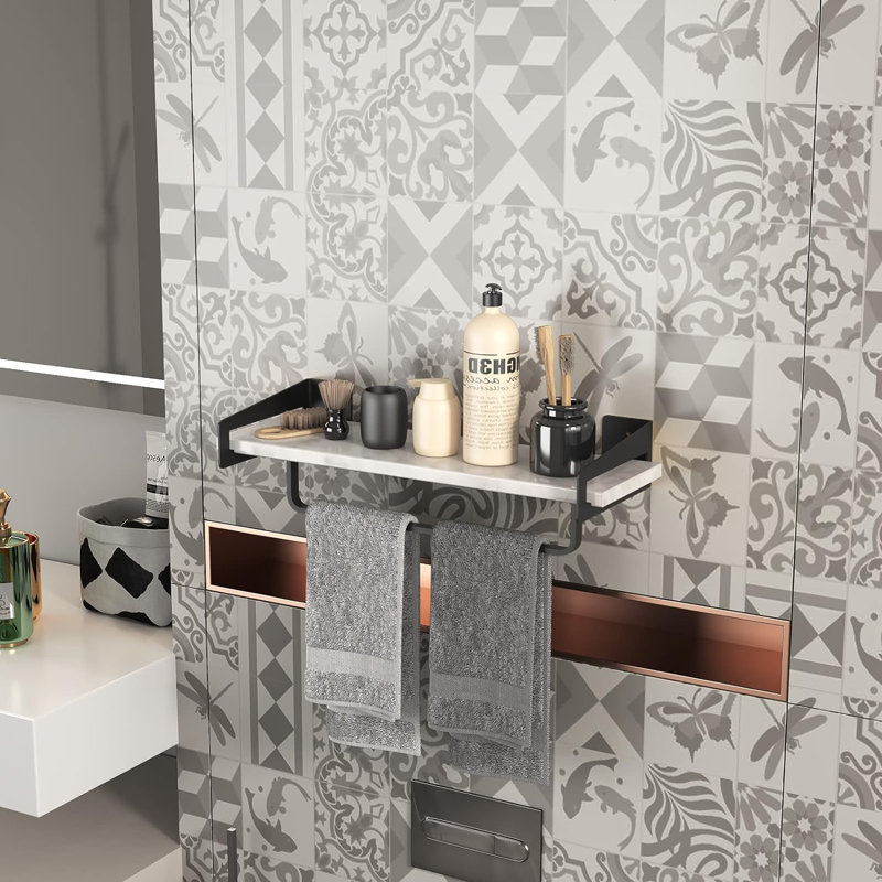 Tablettes flottantes pour rangement mural, Noir