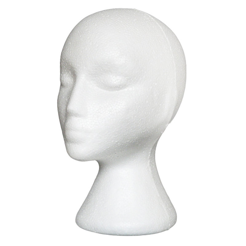 Tête de mannequin en mousse antidérapante pour présentoir de perruques et de lunettes - 21,06 po.