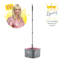 Swan x Lynsey SWFC1002QOCN Turbo Spin Mop with Rinse and Wring 360° Spin Cycle, Two 2.5L Water Tanks, Collapsible Handle, Microfibre Pad and Machine Washable Heads, Pink and Grey