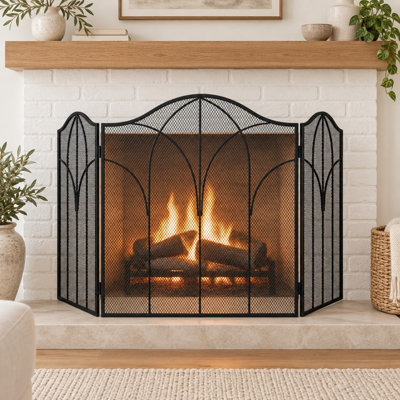 Pare-étincelles pliable en fer forgé à 3 panneaux de 122 cm (48 po)