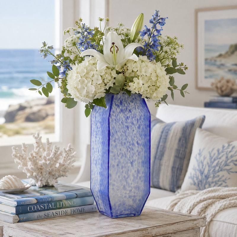 Rubik Vase - Transparent Graniglia Blue