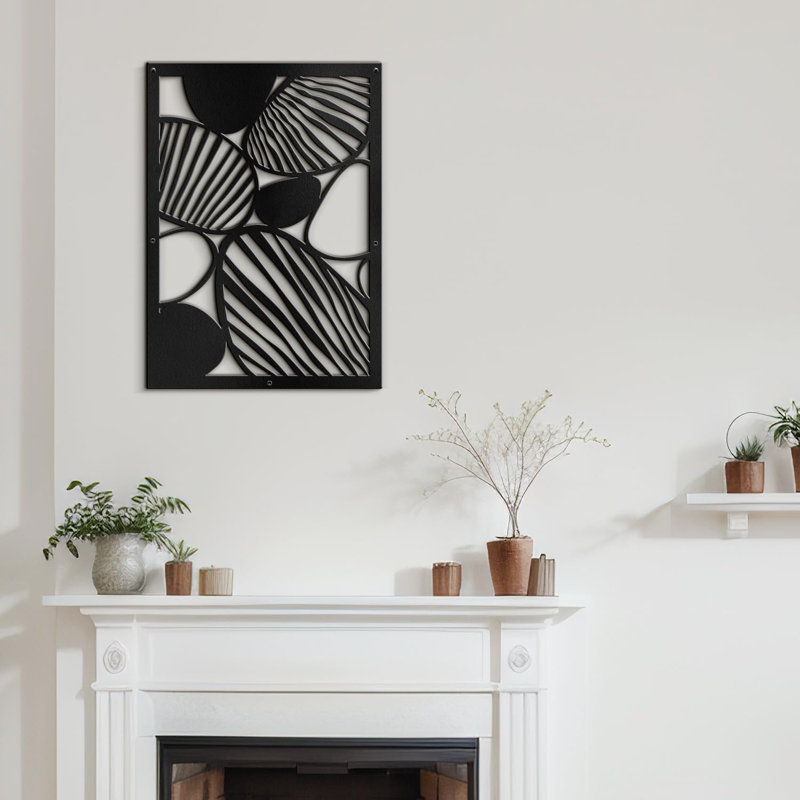 Abstrait géométrique minimaliste moderne abstrait décoratif décoratif suspendu, H 18 po x l 12,95 po x P 0,05 po, Noir