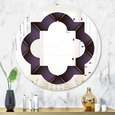 Miroir mural éclectique matelassé à motif quadrilobe