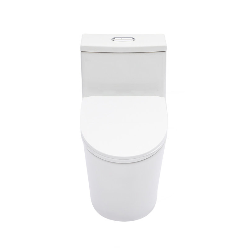 Toilette monobloc en céramique pour la salle de bain, 12 pouces, 1,24 / 1,43 GPF, double chasse avec siège à fermeture en douceur, double chasse puissante CARTE 800G