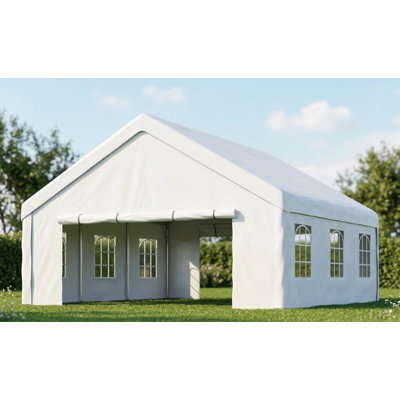 Party Tent Measuring 20x20 Feet, Includes 2 Storage Bags and Removable Sidewalls, Suitable for Carports, Camping, Gardens, Weddings, Barbecues, and Commercial Use