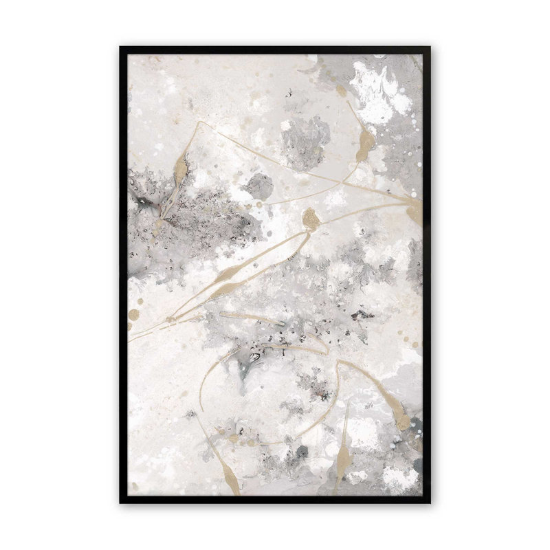 Imprimé chuchotement doré v2, Papier avec cadre simple noir satiné, H 21 po x l 17 po x P 1,25 po