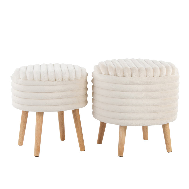 Ensemble de repose-pieds avec couvercle Tray, Crème, crème