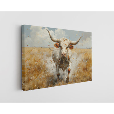 Reproduction d'art, peinture à l'huile d'une vache longhorn, décoration murale moderne pour la maison et le bureau