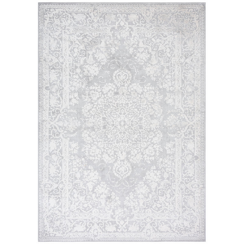 Ketaki Oriental Gray/Light Gray Area Rug, Rectangle 9' x 12'