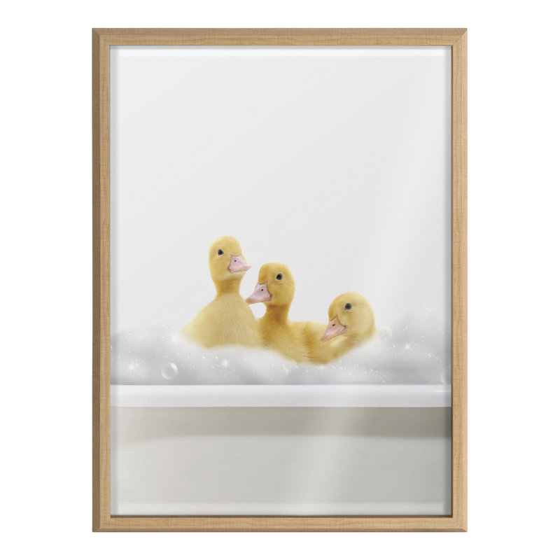 Bathroom Bubble Bath 3 Ducks by The Creative Bunch Studio Framed Glass Wall Art