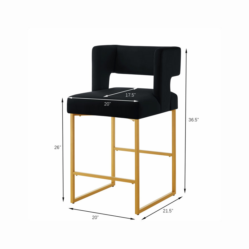 Ensemble de 2 tabourets de bar à hauteur de comptoir avec pieds en fer pour îlots de cuisine, Noir