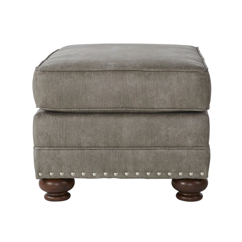 Shandon Fabric Upholstered Nailhead Ottoman, Goliath Mica