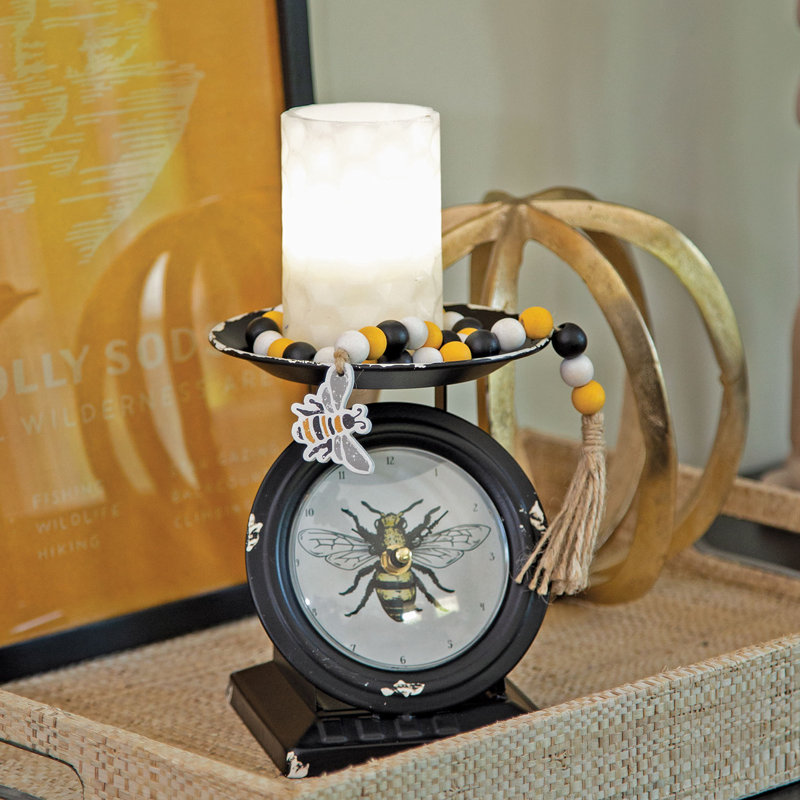 Analog Tabletop Clock in Satin Black