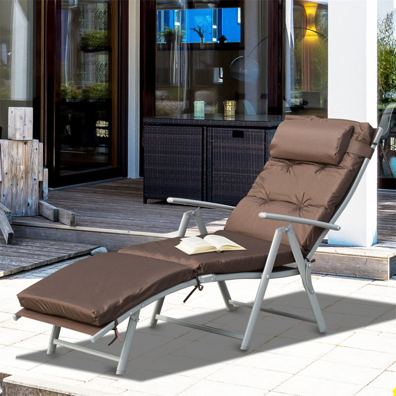 Aymelia 137cm Long Reclining Single Chaise with Cushions, Brown