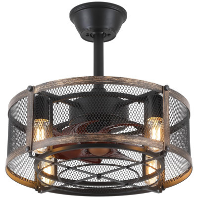 18" Caged Modern Farmhouse Ceiling Fans With Lights And Remote