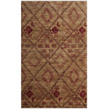 Tapis géométrique en jute / coton noué à la main de couleur grise Suleman
