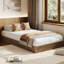 Cadre de lit plateforme en bois cannelé – Profil bas, silencieux, montage facile, sans sommier – Taille simple, finition noyer-946597321-946597367