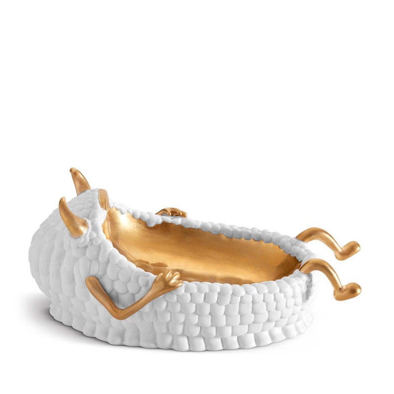 Haas Lazy Susan Catchall, White/Gold