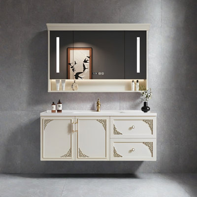 Armoire de salle de bain crème