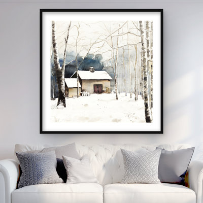 Petite grange d'hiver - reproduction matte encadrée pour la décoration intérieure
