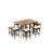 Wood Outdoor Table And Eight Stools With Easy Cushions All-Weather Bistro