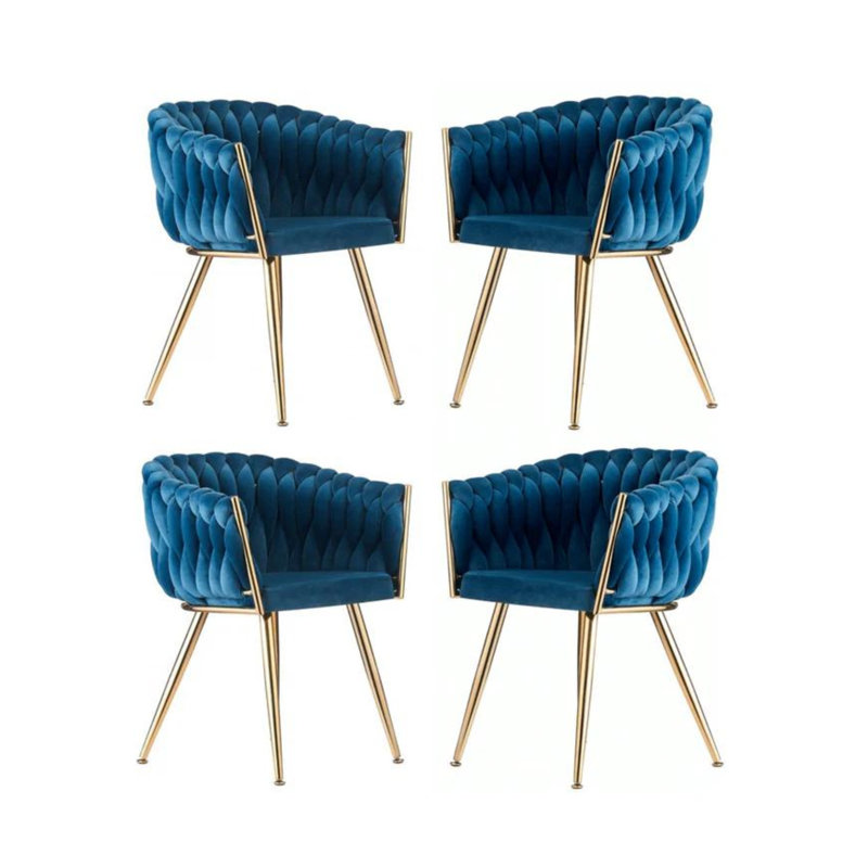 Abdurrahim Velvet Dining Chair - Ergonomic Tufted Back and Metal Legs - Button Back Armchair for Dining Room Living Room Restaurants - Single