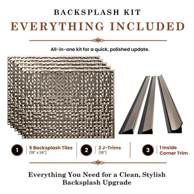Metro 18 in x 24 in Backsplash Kit - 5 Tiles, 2 J-Trims & 1 Inside Corner Trim