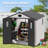 8x8 ft. Resin Outdoor Storage Shed with Floor and Double Doors for Garden Patio Furniture and Tools, Gray/White