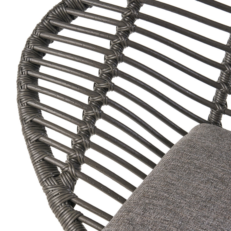 Modern Basket Chair For Patio Area - Grey, Steel + Plastic, 29.17 In. H, 23.91 W, 37.76 D, 11.56 Lb, Assembly Needed Fashionable Outdoor Spaces Iron And Height, Width, Depth, Required