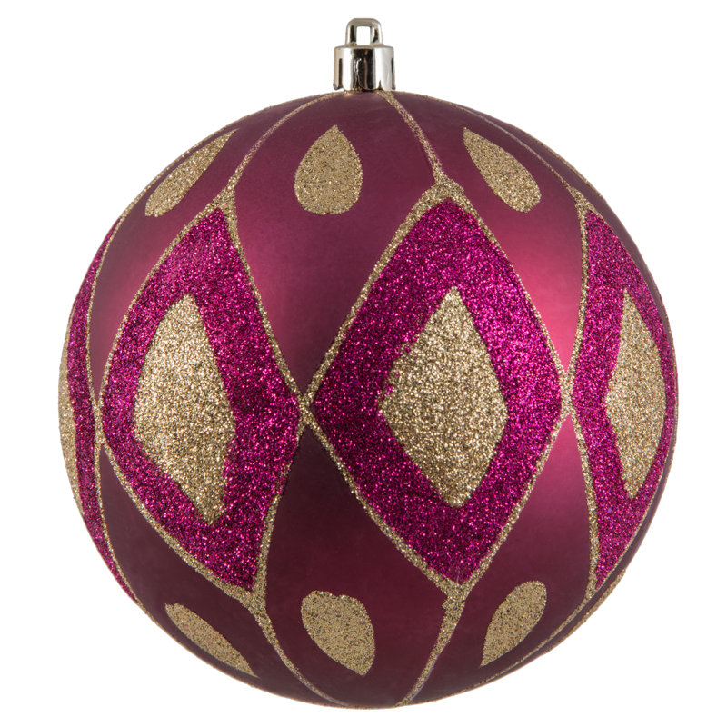 Ornement boule de diamant pailleté mat, Rouge, H 4,75 po x l 4,75 po x P 4,75 po