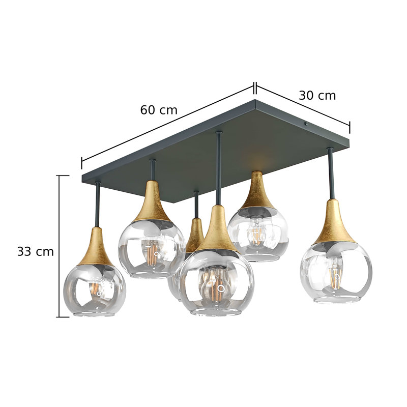 Asa Glass Semi Flush Mount, Gold, Clear