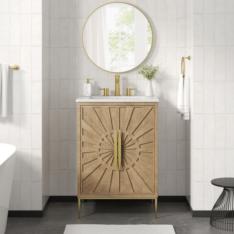 Meuble-lavabo de 24 po Awaken, Chêne, Blanc