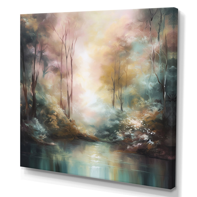 Whimsical Stream - Mountains Wall Art Decor, 36" H x 36" W, Wrapped Canvas
