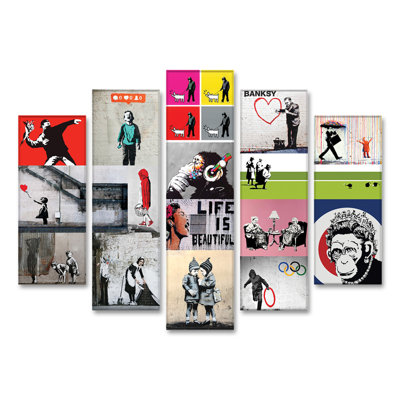Banksy Collage 5 Piece Painting Set
