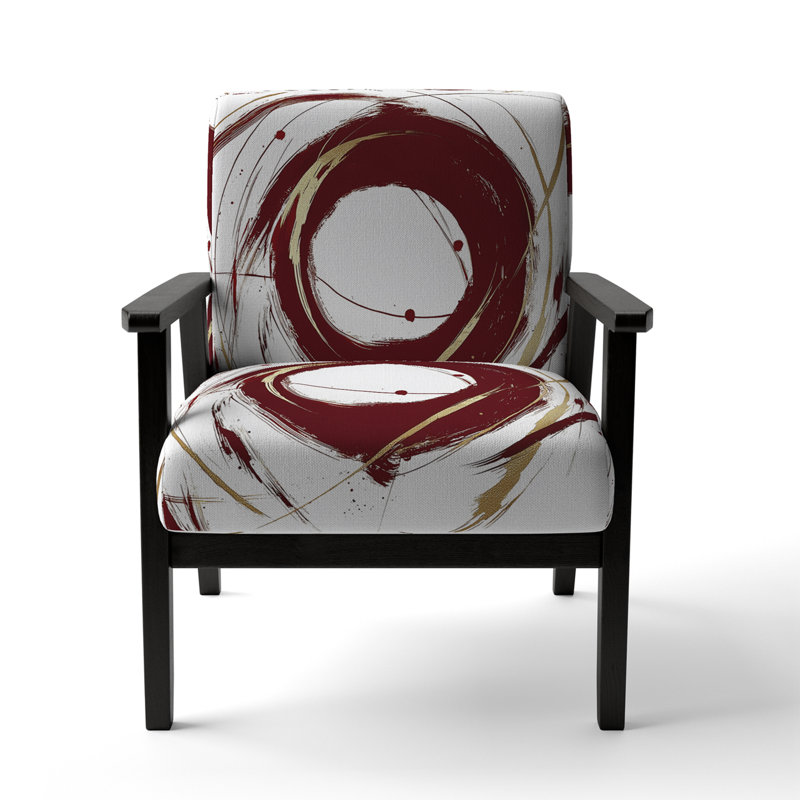 Fauteuil d'appoint rembourré «Giampaola - Gold Circle», Rouge / Blanc