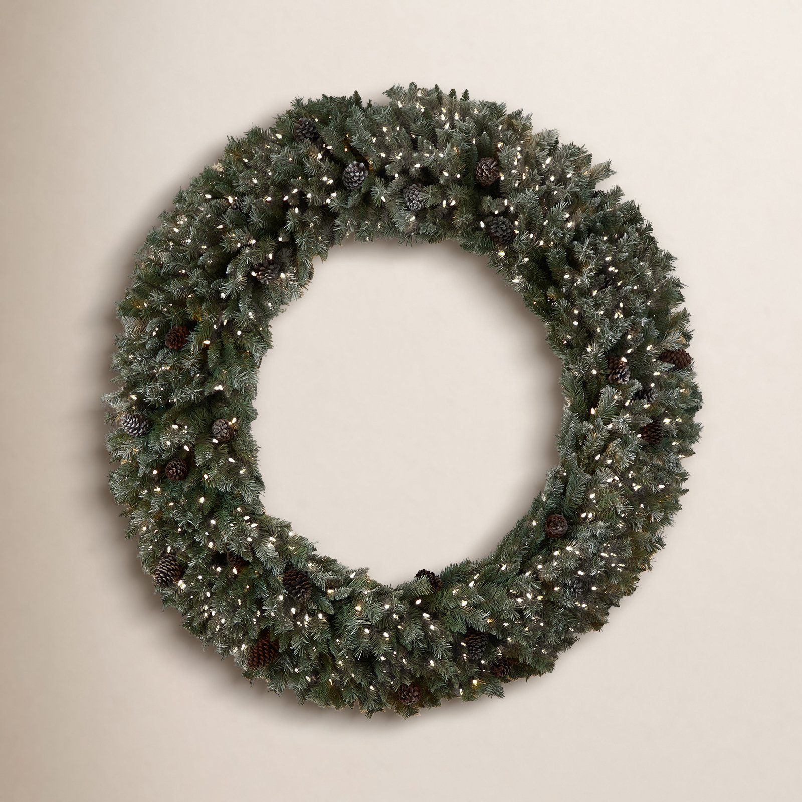 72'' Faux Pine Lighted Wreath