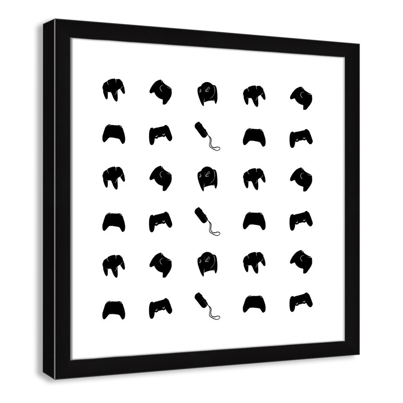 Imprimé papier à motif de joueur, H 24,5 po x l 24,5 po x P 0,63 po, Cadre noir